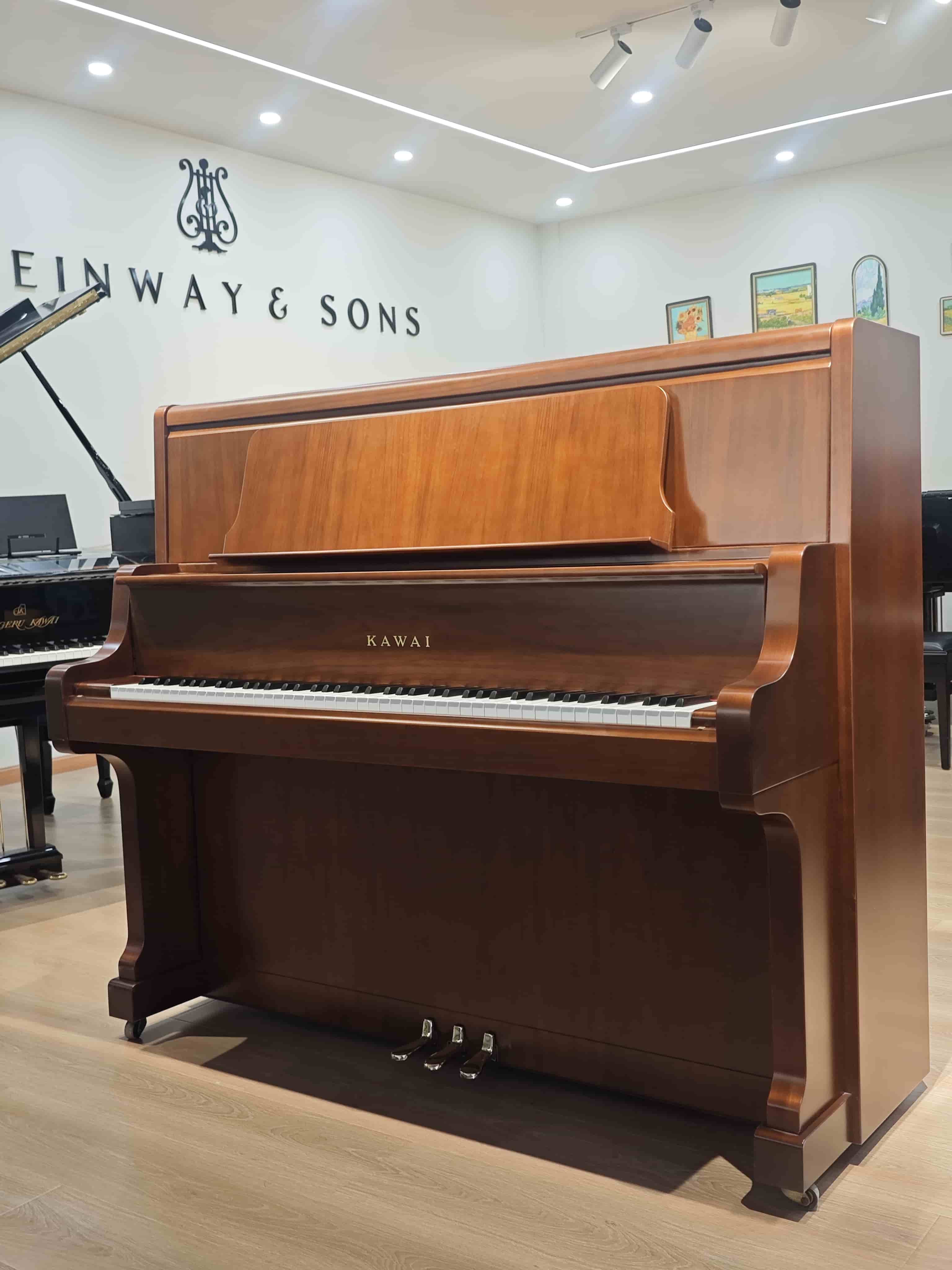 图片[1]-KAWAI卡瓦依KL-70W特制红木琴棰大谱架设计偏古典风中古实木钢琴